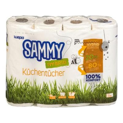 Küchenrolle »cleaner hybrid« 3-lagig, 4 Rollen weiß, wepa Sammy, 26 cm