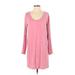 Victoria's Secret Casual Dress - Shift Scoop Neck Long sleeves: Pink Print Dresses - Women's Size X-Small