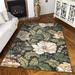 Black/Green 84 x 60 x 0.31 in Area Rug - Wildon Home® Wildon Home Adone Floral Multi Onyx Stain Resistant Area Rug | Wayfair