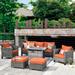 Red Barrel Studio® Harbin 6 - Piece Sofa Seating Group w/ Cushions in Orange | 28.74 H x 76.77 W x 30.12 D in | Outdoor Furniture | Wayfair