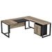 17 Stories 71" Corner Desk w/ File Cabinet, Large L Shaped Desk w/ Mobile Filing Cabinet for Home Office Wood/Metal in Gray/Black | Wayfair