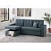 Poundex 88" Square Arm Sofa Chaise Linen/Polyester in Blue | 33 H x 88 W x 57 D in | Wayfair F6593