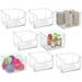 mDesign Plastic Bathroom Storage Organizer Bin with Open Front - 8 Pack - Clear