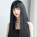 Long Straight Full Wig with Air Bangs 28inch Synthetic High Density Long Hair Wig for Girls Daily Use Hair Styling