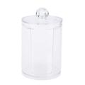 Plastic Canister Clear Cotton Swab Organizer Storage Case Round Container Makeup Holder Box (Clear)