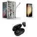 Accessories Bundle for Samsung Galaxy S23 Ultra - Ultra Lightweight Slim Shockproof Case (Gunmetal Spitfire Shark) Screen Protector Premium Wireless Earbuds TWS with Charging Case