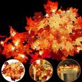 Thanksgiving Fall Decorations Leaf Garland String Lights for Indoor Outdoor 5.4 ft 10 LED Maple Leaves Light 2 AA Battery Operated Decor Home Party Fireplace