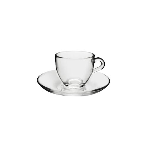 Pasabahce Satz von 6 Kaffeetassen aus Glas mit Untertasse, transparent