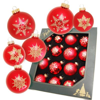Weihnachtsbaumkugel KREBS GLAS LAUSCHA "Schneeflocke rot", rot, Ø:7cm, Glas, Weihnachtsbaumkugeln, Weihnachtsdeko, Christbaumschmuck, Christbaumkugeln aus Glas Image