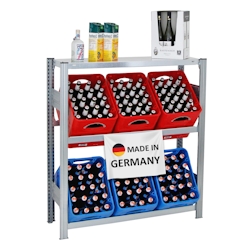 PROREGAL Getränkekistenregal Chiemsee Made in Germany | HxBxT 115x106x34cm | 6 Kisten auf 2 Ebenen + Board | Verzinkt | Freistehendes Grundregal Image