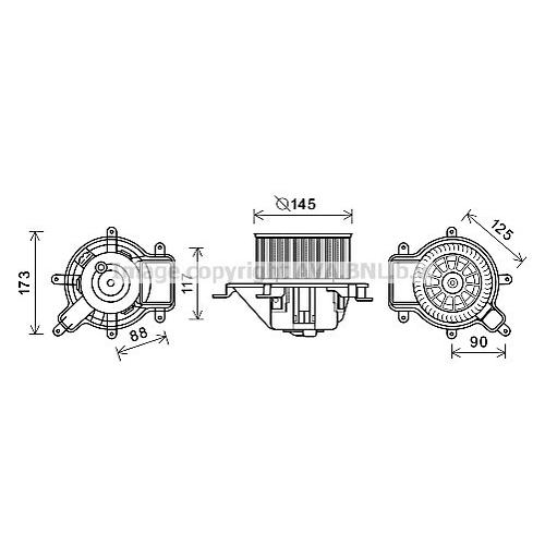 AVA QUALITY COOLING Innenraumgebläse Ø145mm 145mm für PEUGEOT CITROËN DS 6441CP PE8390