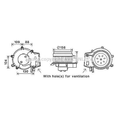 AVA QUALITY COOLING Innenraumgebläse Ø157mm 157mm für MERCEDES-BENZ 2038202514 A2038202514 MS8625