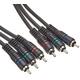 PremiumCord Cinch Kabel HQ, 3x Cinch RCA Stecker auf 3x Cinch RCA Stecker, Qualität Audio Video Verbindungskabel, Stereo, für TV, Handys, MP3, HiFi, Farbe schwarz, 10m, kjackcmm3hq-10