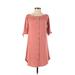 Full Circle Trends Casual Dress - Mini Off The Shoulder Short sleeves: Pink Solid Dresses - Women's Size Small