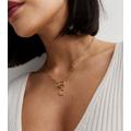 Real Gold Plate C Initial Chain Link Necklace New Look