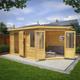 Adley 5m x 3m Dorchester Corner Log Cabin With Side Shed - 34mm