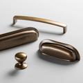 Aged Brass Cupboard Handles & Knobs - Kitchen Cabinet Door Drawer Shaker Minimal Style Old Gold Cup Pull D