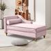 House of Hampton® Gojart One Arm Left-Arm Velvet Upholstered Chaise Lounge w/ Storage Wood/Velvet in Pink | 27.5 H x 30.3 W x 60.6 D in | Wayfair