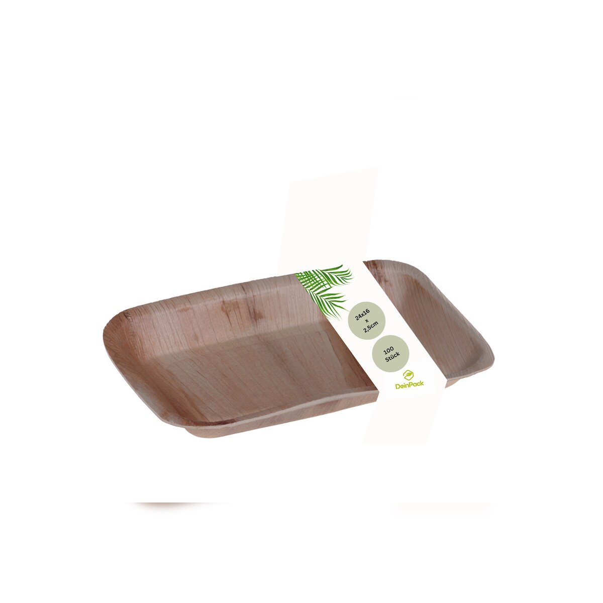 DeinPack 100 Palmblatt Teller eckig 24x16x2,5cm Image