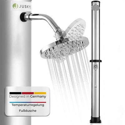 Solardusche Victoria - bis 60°C – mit schwenkbarem Duschkopf, Fußdusche & Gartenschlauch Anschluss Image