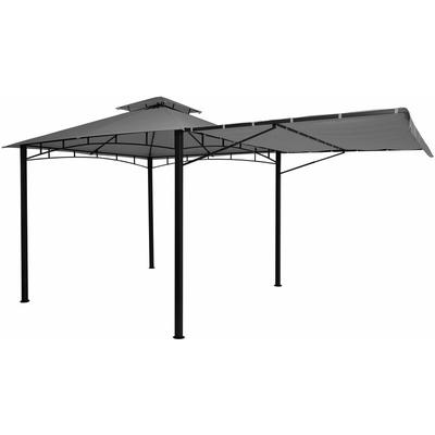 [NEUWERTIG] Pergola HHG-677, Garten Pavillon, Stahl bewegliche Seitenwand 2,5x2,5m grau Image