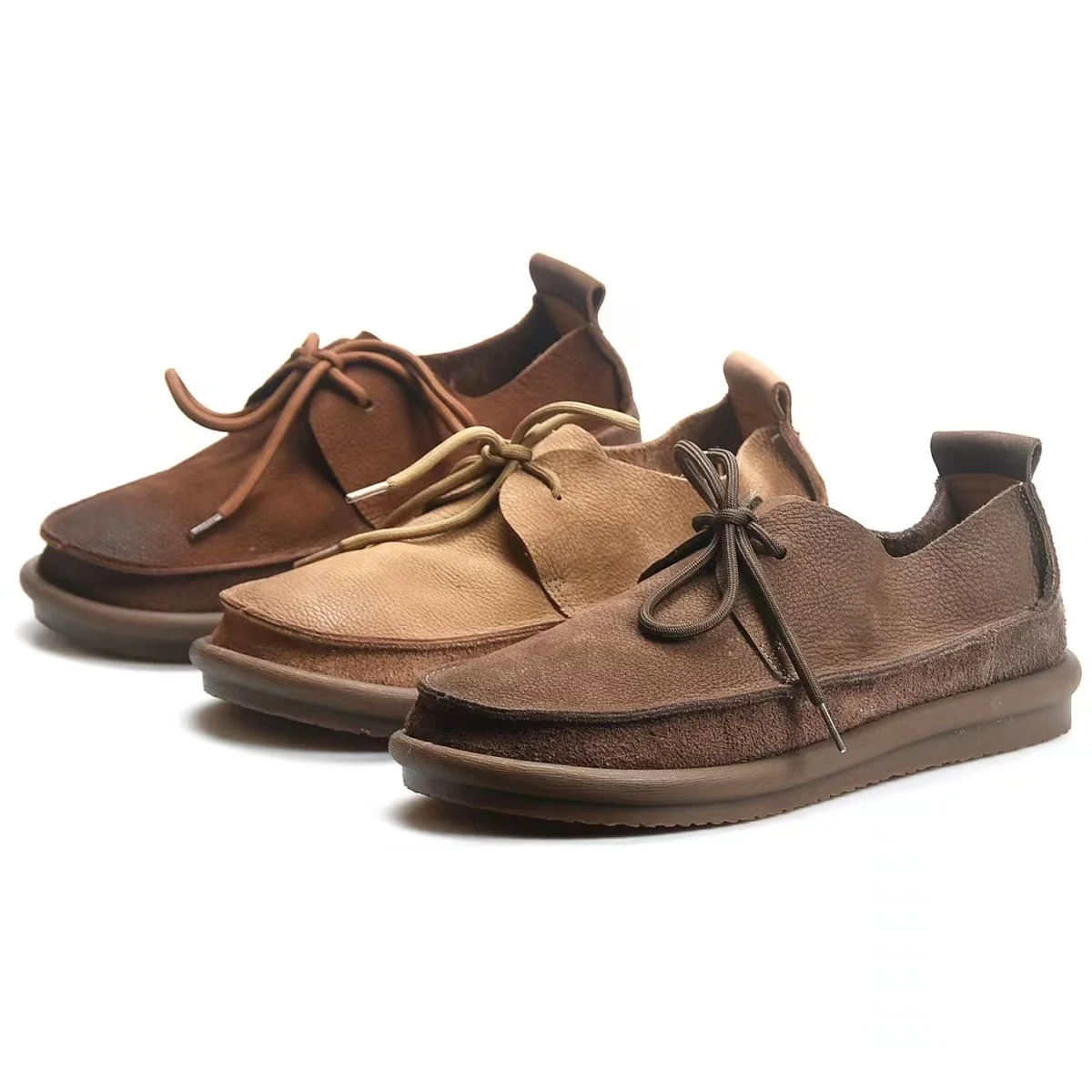 Careaymade-hand gefertigte Echt leder Wohnungen Damenschuhe runde Zehen flache weiche Sohle Slipper Retro solide Herren schuhe große Größe 35-44