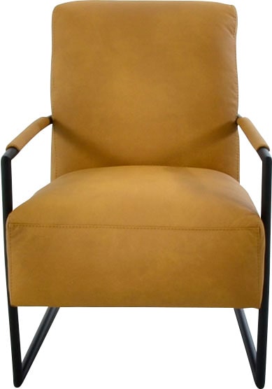 Cocktailsessel K+W KOMFORT & WOHNEN, gelb (curcuma), B:62cm H:77cm T:83cm, Sessel, Cocktailsessel, mit bezogenen Armlehnen, Gestell in Metall schwarz Struktur