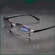 Men Rimless Reading Glasses Bifocal Distant and Near Magnifying Eyeglasses Presbyopic Glasses for