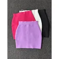 4 Colors 42CM Length Elastic Stripe Bandage Skirts Women High Waist Bodycon Mini Pencil Skirts High