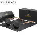 KINGSEVEN 2023 New Handmade Walnut Wood Round Sunglasses Men Women Polarized Mirror Sun Glasses Male