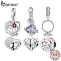 BAMOER 925 Sterling Silver Family Charms for Charms Bracelet Mother and Child Embrace Pendant DIY