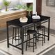 5-Piece Rural Kitchen Table with Four Bar Stools, Metal Frame and MDF, Dining Table and Four Stools, Counter Height Dining Table