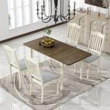 5-Piece Extendable Dining Table Set with 15inch Butterfly Leaf for 4