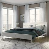 King Size Modern Solid Wood Platform Bed with Headboard, White