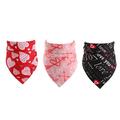 3pcs Heart Pattern Pet Collar Bib Dog Beautiful Saliva Collar Pet Triangular Collar for Valentine s Day (1pcs Black 1pcs Red 1pcs Pink)