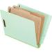 ZQRPCA Pressboard End-Tab Classification Folders Letter Size 2 Dividers 2.5 Expansion Light Green Straight Cut Tabs 10/BX (23224)