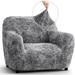 Chair Cover - Stretch Armchair Slipcover - Armchair Cover For Pets And Kids - Soft Chair Slip Cover - Easy To Clean Chair Protector - Microfibra Print Collection - Marmo Grey