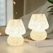 Mushroom Table Lamps Set of 2 Dimmable Glass Bedside Lamp Cute Small Nightstand Lamp for Living Room Bedroom Home Decor 7.1 H White