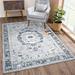 Washable Non-Slip 3 X 5 Rug - Pebble Gray/Blue Traditional Medallion Area Rug For Living Room Bedroom Dining Room And Kitchen - Exact Size: 3 X 5