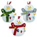 Snowman Ornaments - Set of 3 Fun Festive Wool Felt Decorations