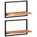 moobody 2 Piece Wall Shelves Wood Acacia and Steel Wall Mounted Floating Shelf Photo Display Stand for Living Room Bedroom Bathroom Home Decor 23.6 x 9.8 x 13.8 Inches (W x D x H)