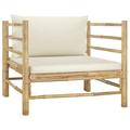 moobody Patio Corner Sofa with Cushions Bamboo Outdoor Sofa Chair for Garden Lawn Courtyard 29.1 x 27.6 x 23.6 Inches (W x D x H)