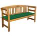 moobody Garden Bench with Green Cushion Acacia Wood Porch Chair Wooden Outdoor Bench for Backyard Balcony Park Lawn Furniture 61.8in x 17.7in x 32.5in (W x D x H)