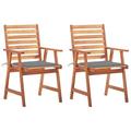 moobody 2 Piece Garden Chairs with Gray Cushion Aacia Wood Outdoor Dining Chair for Patio Balcony Backyard Outdoor Furniture 22 x 24.4 x 36.2 Inches (W x D x H)