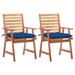 moobody Patio Dining Chairs 2 pcs with Cushions Solid Acacia Wood