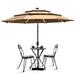 EliteShade Sunbrella Solar 9ft 3 Tiers Market Umbrella with 80 LED Lights Patio Umbrellas Outdoor Table with Ventilation and 5 Years Non-Fading Top Heather Beige