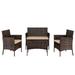 QJUHUNG 2pcs Arm Chairs 1pc Love Seat & Tempered Glass Coffee Table Rattan Sofa Set Brown Gradient