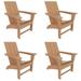 WestinTrends Ashore Adirondack Chairs Set of 4 All Weather Poly Lumber Outdoor Patio Chairs Modern Farmhouse Foldable Porch Lawn Fire Pit Plastic Chairs Outdoor Seating Teak