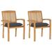 vidaXL 2/4/6/8x Solid Wood Teak Patio Chairs with Cushions Seat Multi Colors