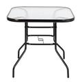 DEELLEEO Outdoor Dining Table Square Toughened Glass Table Yard Garden Glass Table